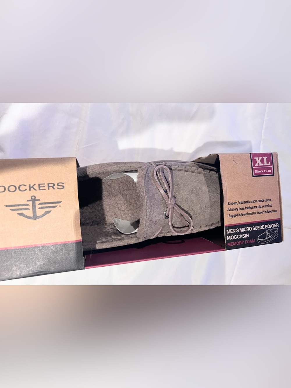 Dockers Men’s Grey Moccasin Slippers Size XL - Picture 3 of 4
